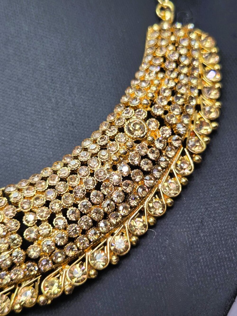 Gold-Tone Rhinestone Statement Necklace - Picture 6 of 8